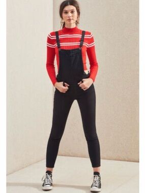 PacSun Women's Slim Denim - Leland Black Overalls